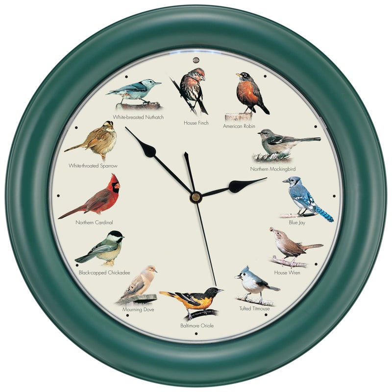 Mark Feldstein & Associates Mark Feldstein, The Original Singing Bird Clock, 10.7 Inch, Green - Image 1